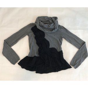 ANTHROPOLOGIE Moth Sweater XS Black Gray Cowl Neck